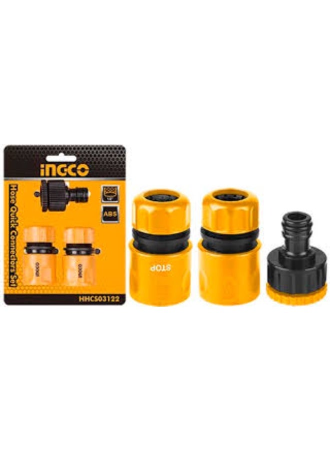 INGCO 1/2" Hose Connector Set – 3 Pieces - Image 1