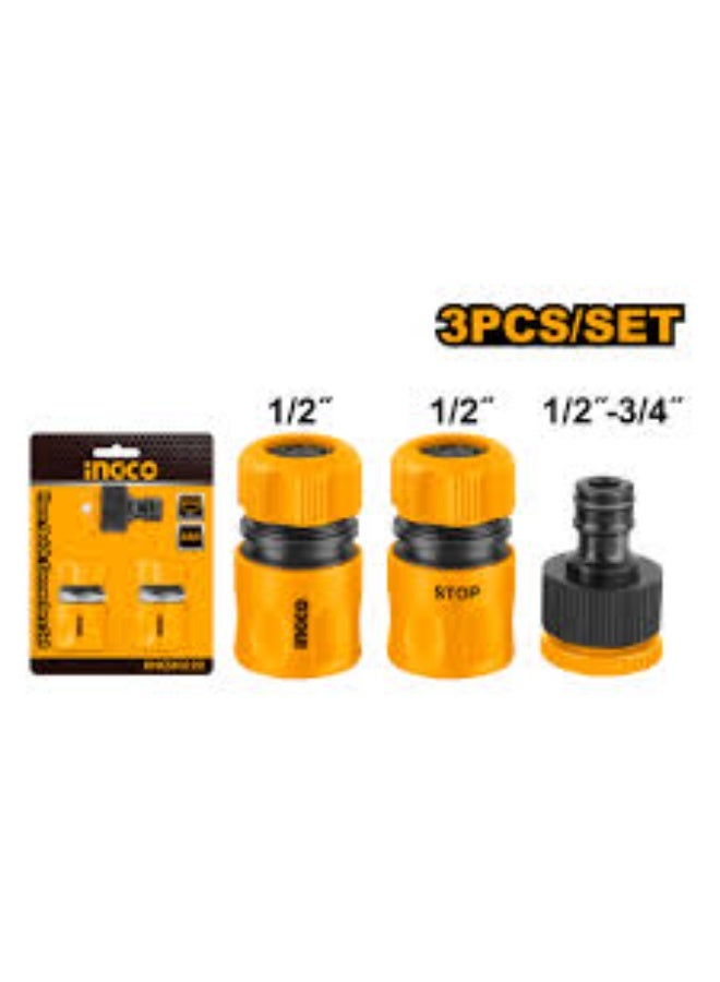 INGCO 1/2" Hose Connector Set – 3 Pieces - Image 2