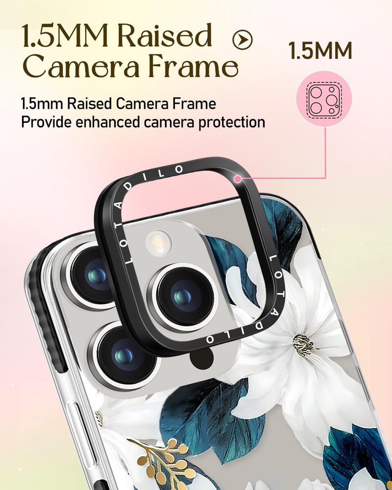 Lotadilo for iPhone 15 Pro Case for Women - Girls Kawaii Design Compatible with Magsafe Magnetic Ring Holder Stand Blue Flower Phone Covers Aesthetic Girly TPU Funda for 15 Pro - Image 3