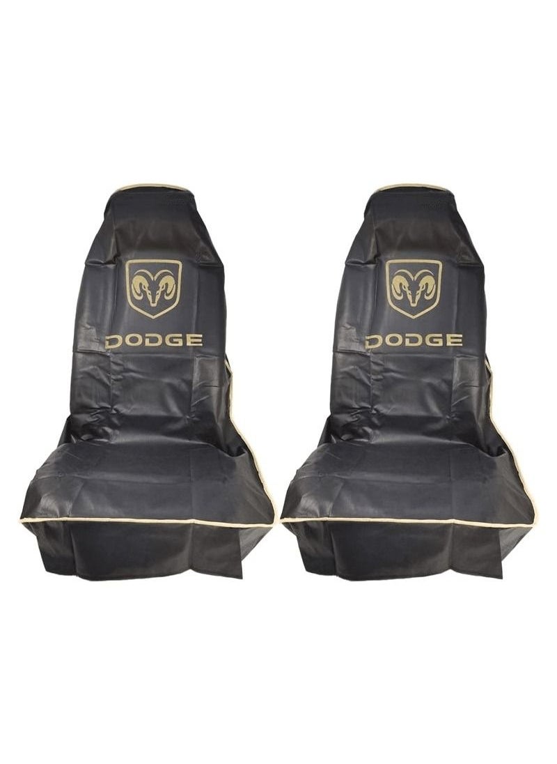 Dodge Universal Car Seat Cover, Car Seat Dust Dirt Protection Cover, Extra Protection For Your Seat 2 Pcs Set, -Black  - Image 3