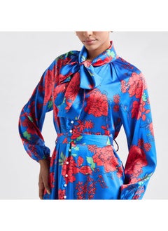 FAV Floral Print Shirt Dress with Long Sleeves and Flounce Hem  - Image 4