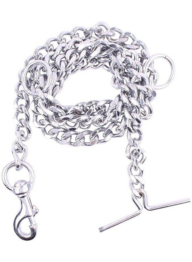 مجموعة حزام الكلب من طوق نايلون بطول 1.25 بوصة مع سلسلة كلب ثقيلة بطول 63 بوصة (مقاس كبير جدًا) - أزرق - Image 3