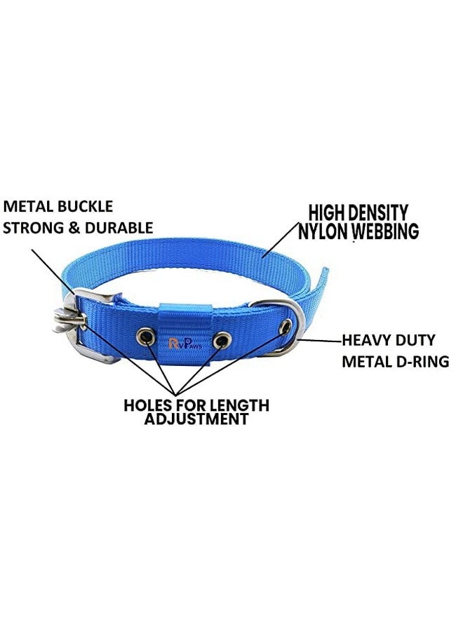 مجموعة حزام الكلب من طوق نايلون بطول 1.25 بوصة مع سلسلة كلب ثقيلة بطول 63 بوصة (مقاس كبير جدًا) - أزرق - Image 2
