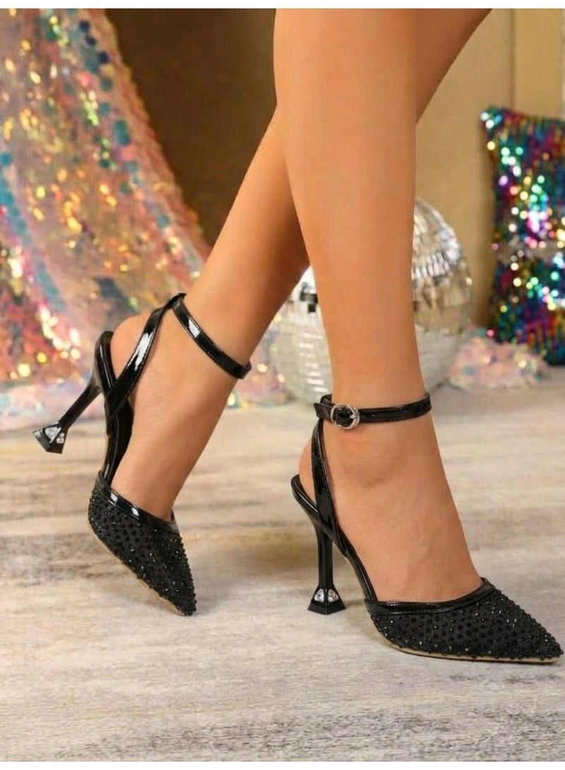 Vbranda Sparkle Mesh Slingback Heels C-131 - Image 1