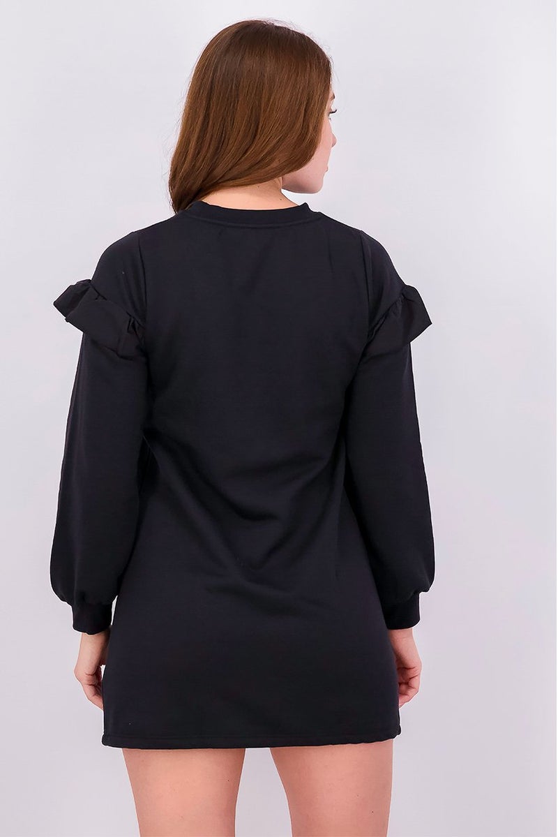 Miss Selfridge Women Petite Long Sleeve Fleece Sweater, Black - Image 3