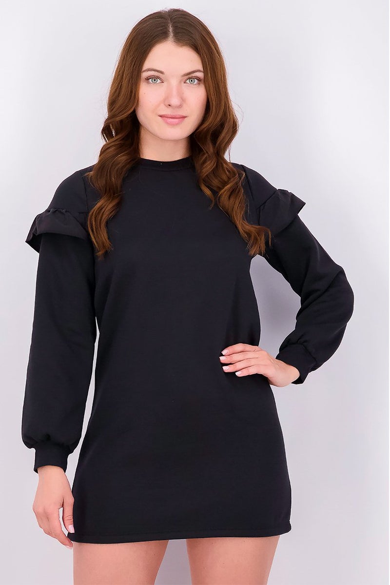 Miss Selfridge Women Petite Long Sleeve Fleece Sweater, Black - Image 1