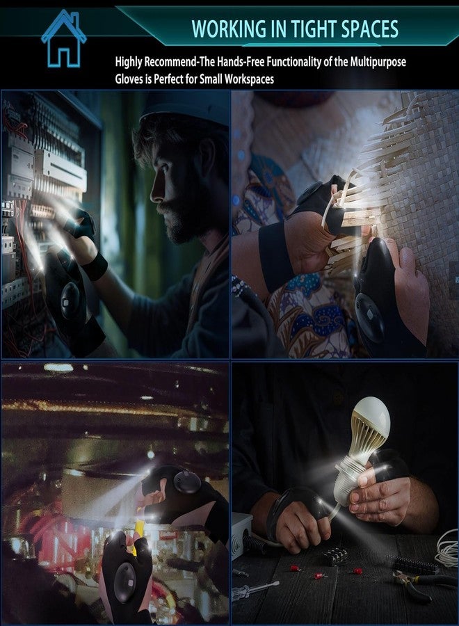BlissCart قفازات صيد مقاومة للماء مزودة بإضاءة ليلية من BlissCart مع مصباح LED، أدوات إنقاذ، معدات خارجية، قفازات عملية متينة بدون أصابع لركوب الدراجات (مقاس حر، زوج واحد) - Image 2