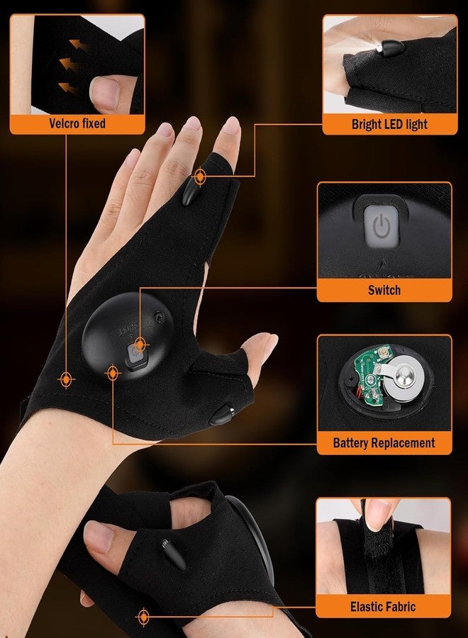 BlissCart قفازات صيد مقاومة للماء مزودة بإضاءة ليلية من BlissCart مع مصباح LED، أدوات إنقاذ، معدات خارجية، قفازات عملية متينة بدون أصابع لركوب الدراجات (مقاس حر، زوج واحد) - Image 4
