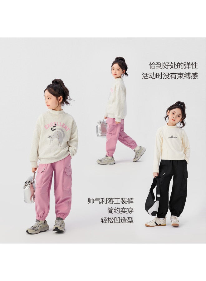 Zuoxi Girls' Cargo Pants Children's Trousers Outdoor Windproof Long Pants Big Kids' Spring/autumn Drawstring Joggers Loose Fit Kids' Wear - Image 4