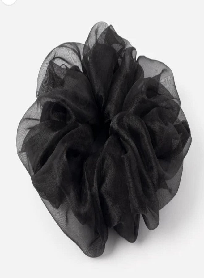 IBDA Ponytail Women Stylish Black Organza/Satin Scrunchie Uber size, same as pic, anti hair breakage, quality time elastic, handmade, for Women and Girls, - Image 3