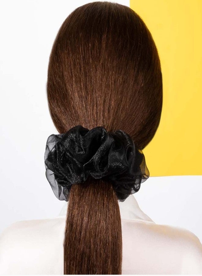 IBDA Ponytail Women Stylish Black Organza/Satin Scrunchie Uber size, same as pic, anti hair breakage, quality time elastic, handmade, for Women and Girls, - Image 4