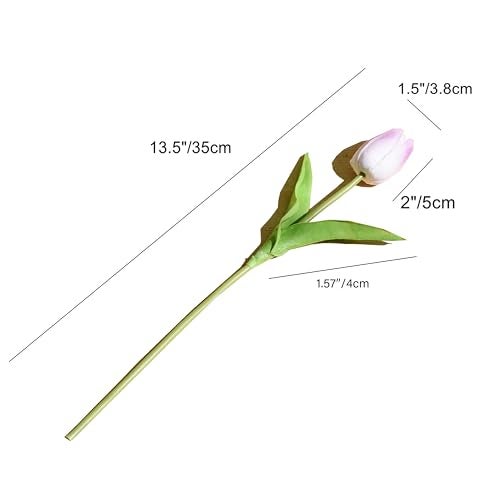 Mandy's Artificial Tulips 20 Stems Light Purple PU Faux Flowers for Wedding Home Decor 13.5 Inch - Image 2