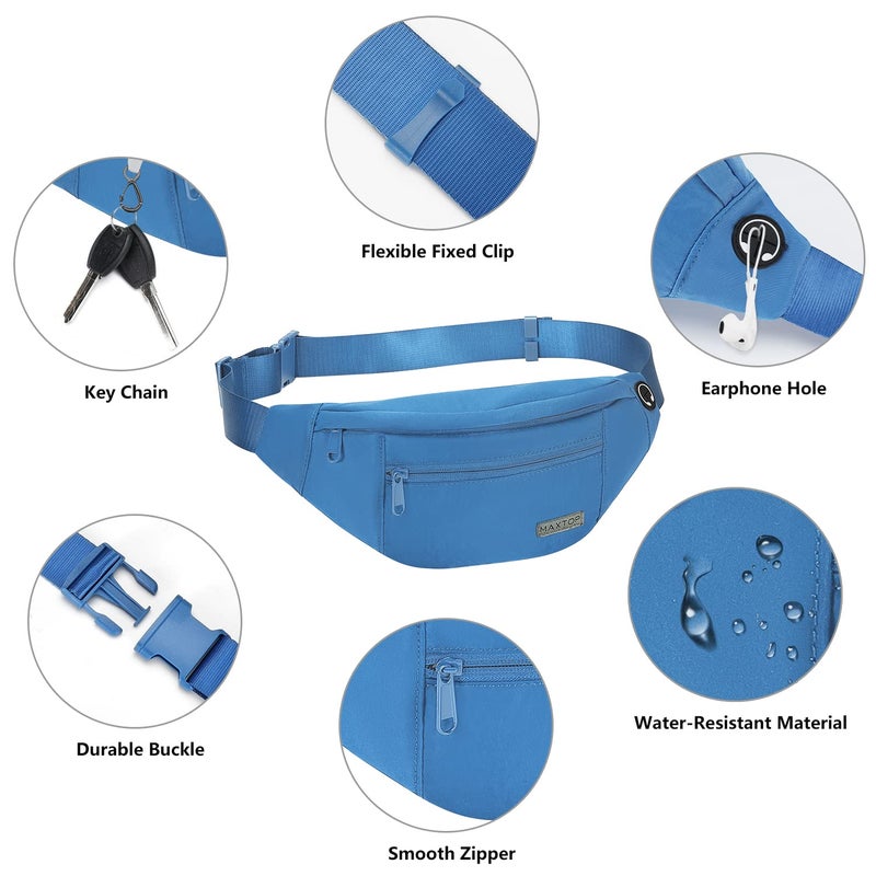 MAXTOP Large Crossbody Fanny Pack Belt Bag for Women Men with 4-Zipper Pockets Gifts for Enjoy Sports Yoga Running Workout Walking Casual Travel Wallets Fashion Waist Pack Phone Bag - Image 4