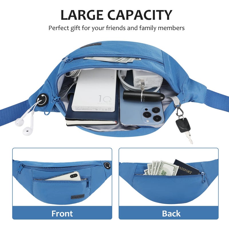 MAXTOP Large Crossbody Fanny Pack Belt Bag for Women Men with 4-Zipper Pockets Gifts for Enjoy Sports Yoga Running Workout Walking Casual Travel Wallets Fashion Waist Pack Phone Bag - Image 3
