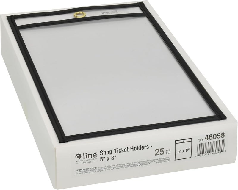 C-Line Stitched Shop Ticket Holders, Both Sides Clear, 5 x 8 Inches, 25 per Box (46058) - Image 2