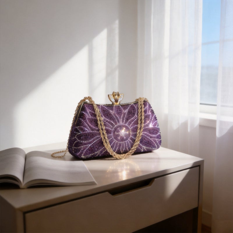 Sparkling Rhinestone Evening Clutch Bag for Women, Luxury Handheld Shoulder Crossbody Bag - Image 2