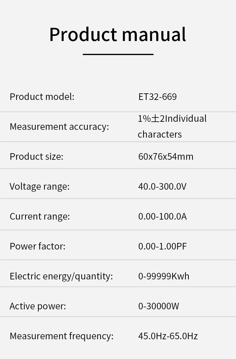 Electricity Meter Single Phase Household Meters 40-300V Voltage Current Power Frequency Factor Meter Meters Full Colour LCD Screen DIN-Rail Type - Image 2
