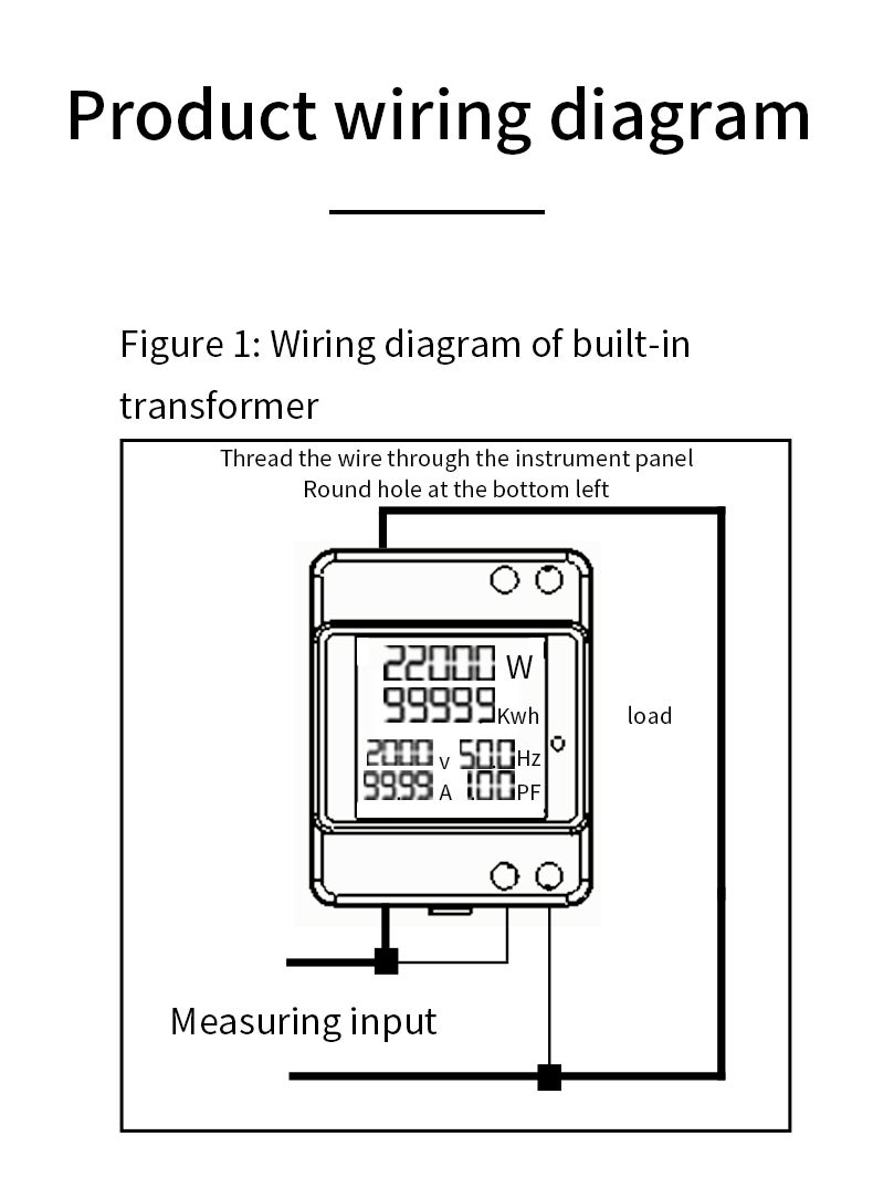 Electricity Meter Single Phase Household Meters 40-300V Voltage Current Power Frequency Factor Meter Meters Full Colour LCD Screen DIN-Rail Type - Image 5