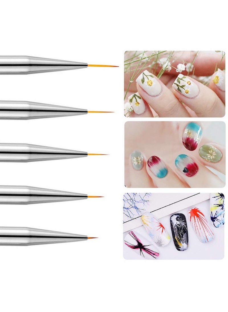 Generic Nail Design Brushes 5 Pcs, Nail Brushes Nail Liner Brush Set Nail Art Brushes Nail Painting Brush Dotting Pen Nail Art Nail Art Design Brushes Dual-ended Painting Nail Design Brush Pen - Image 2