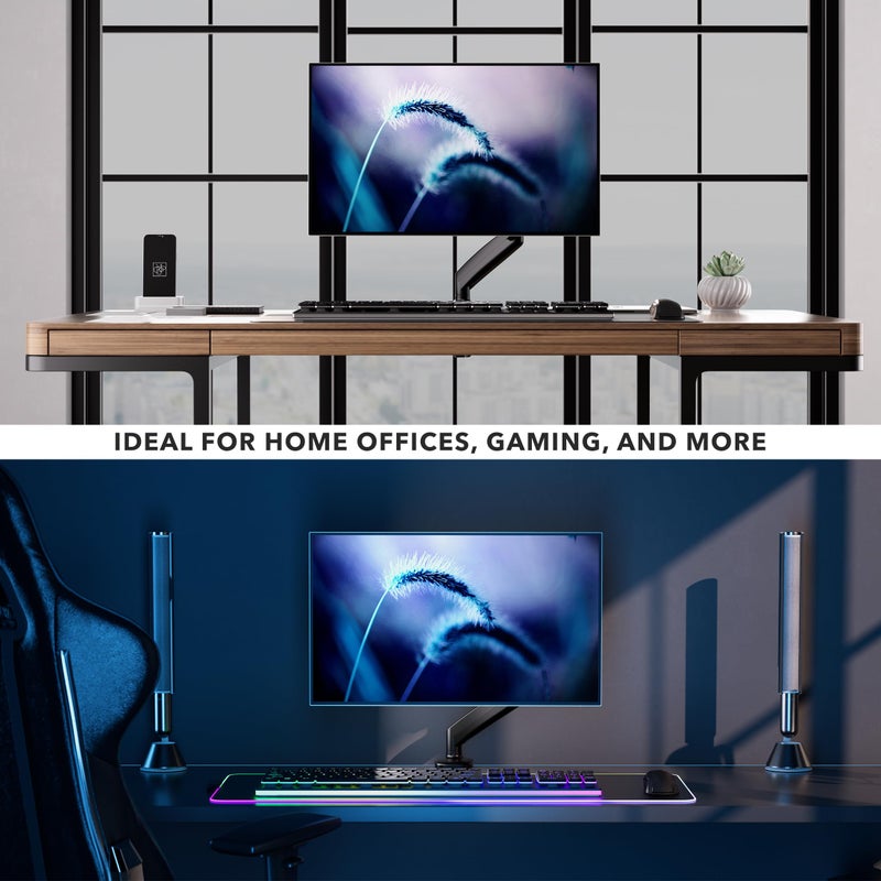 Mount-It! Monitor Arm â€“ Single Monitor Desk Mount, Articulating Gas Spring Arm, Fully Adjustable 13"-32" Screens, VESA 75x75 100x100, Clamp & Grommet Base, Holds 17.6 lbs - Image 5
