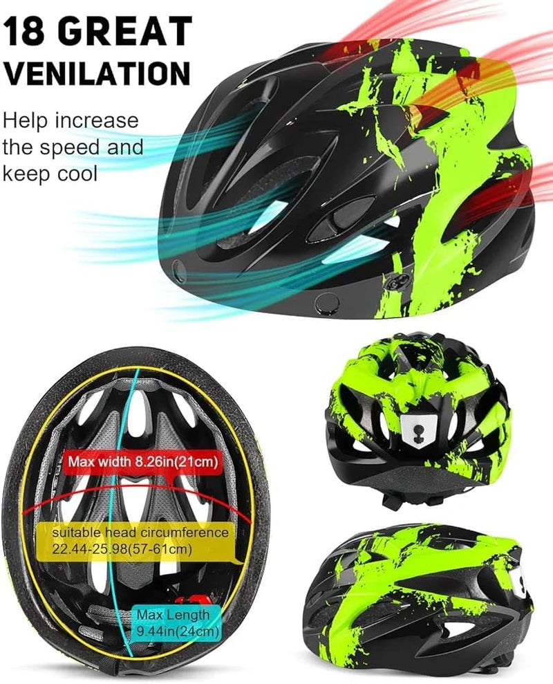 FASTPED Helmet with LED Safety Rear Light Detachable Magnetic Cycling Helmet (Green) - Image 2