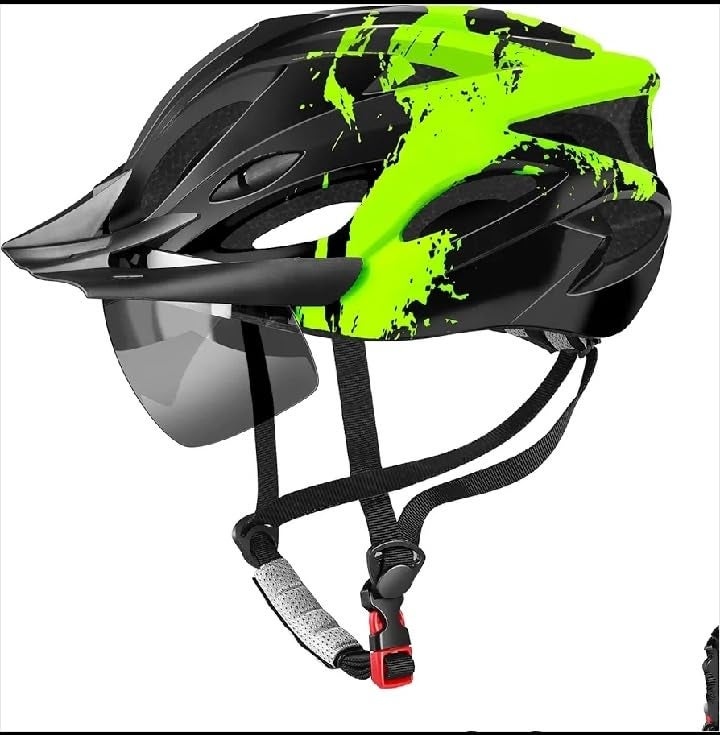 FASTPED Helmet with LED Safety Rear Light Detachable Magnetic Cycling Helmet (Green) - Image 1
