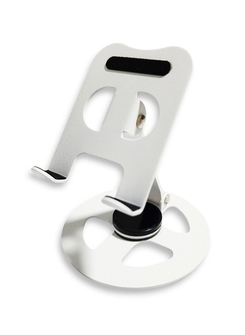 Phone Holder for Desk 360°Rotating , Portable & Foldable Cell Phone Stand for Office & Kitchen, Adjustable Tablet Stand for All Mobile Phones K72 White - Image 1
