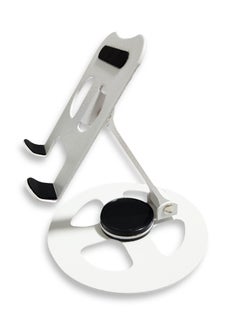 Generic Phone Holder for Desk 360°Rotating , Portable & Foldable Cell Phone Stand for Office & Kitchen, Adjustable Tablet Stand for All Mobile Phones K72 White  - Image 4