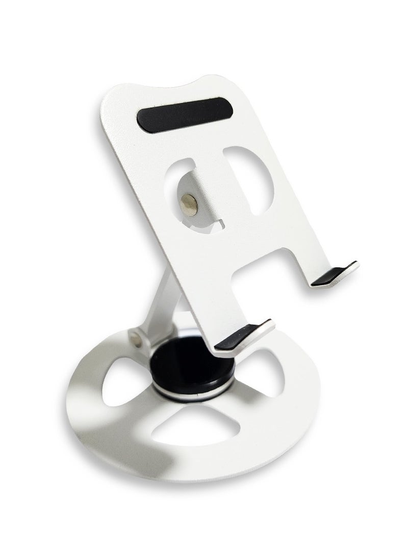 Phone Holder for Desk 360°Rotating , Portable & Foldable Cell Phone Stand for Office & Kitchen, Adjustable Tablet Stand for All Mobile Phones K72 White - Image 3