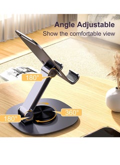 Generic Phone Holder for Desk 360°Rotating , Portable & Foldable Cell Phone Stand for Office & Kitchen, Adjustable Tablet Stand for All Mobile Phones K72 White  - Image 2
