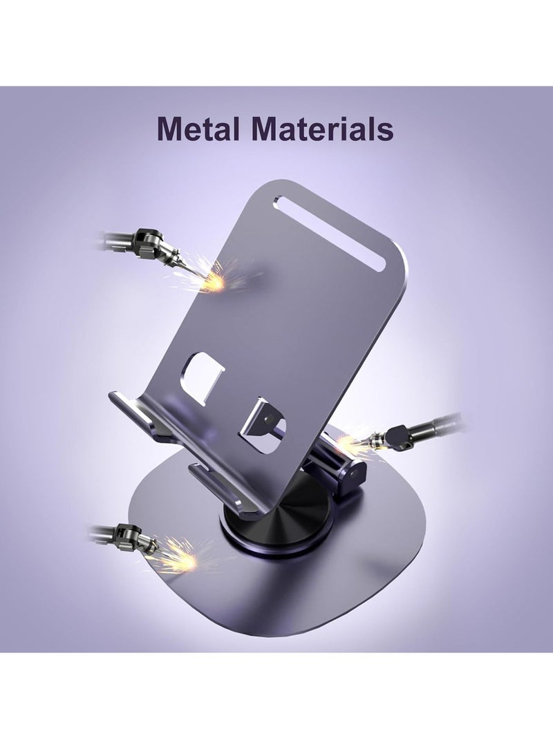 Phone Holder for Desk 360°Rotating , Portable & Foldable Cell Phone Stand for Office & Kitchen, Adjustable Tablet Stand for All Mobile Phones K72 White - Image 5