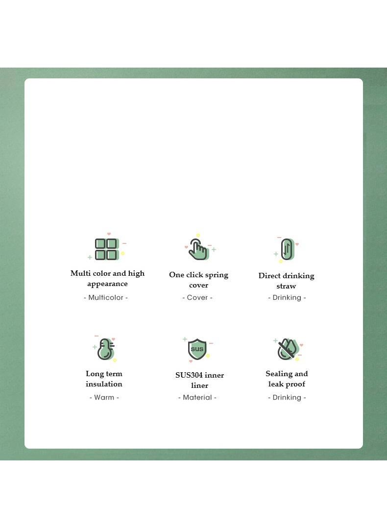 Bluejw زجاجة ماء حرارية مزدوجة الجدار مع قشة من قطعة واحدة متنوعة - Image 2