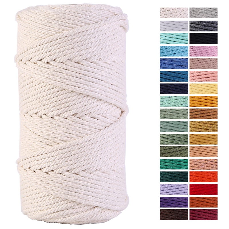 Macrame Cord 3mm x 109Yards 100 Natural Cotton Macrame Rope Cotton Cord for Handmade Macrame Supplies Wall Hanging Plant Hangers Crafts Knitting Decorative Projects