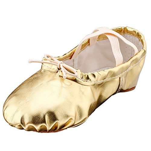 MSMAX Ballet Shoes for Girls Toddler Boys Split Sole Dance Slipper Gold Costume Shoes - Image 1