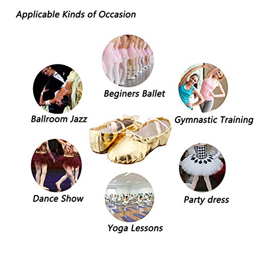 MSMAX Ballet Shoes for Girls Toddler Boys Split Sole Dance Slipper Gold Costume Shoes - Image 4