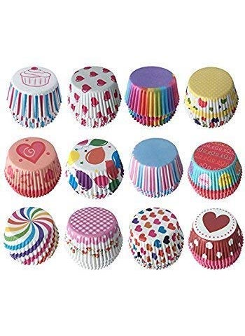 APSAMBR APSAMBR Pack of 200 Baking Greaseproof Muffins Round Paper Cups Cake Microwave or Oven Tray Safe Multicolour  - Image 4