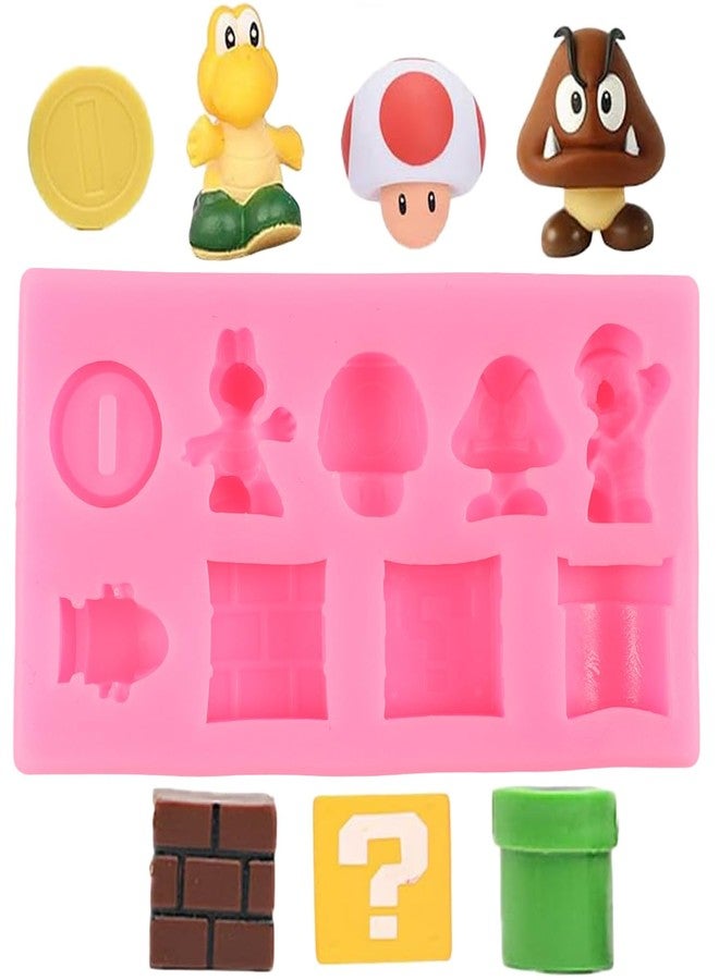 QDMOLDS قوالب سيليكون QDMOLDS ذات 9 فتحات على شكل يوشي، أيقونة مربعة، طوب، تنين، فطر، عملة ذهبية، قوالب كرتونية لتزيين الكيك، الكب كيك، الحلوى، الشوكولاتة، عجينة السكر، والطين البوليمري - Image 1