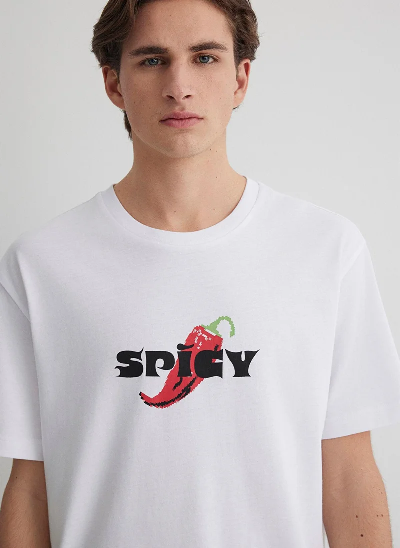 مافي Printed White T-Shirt