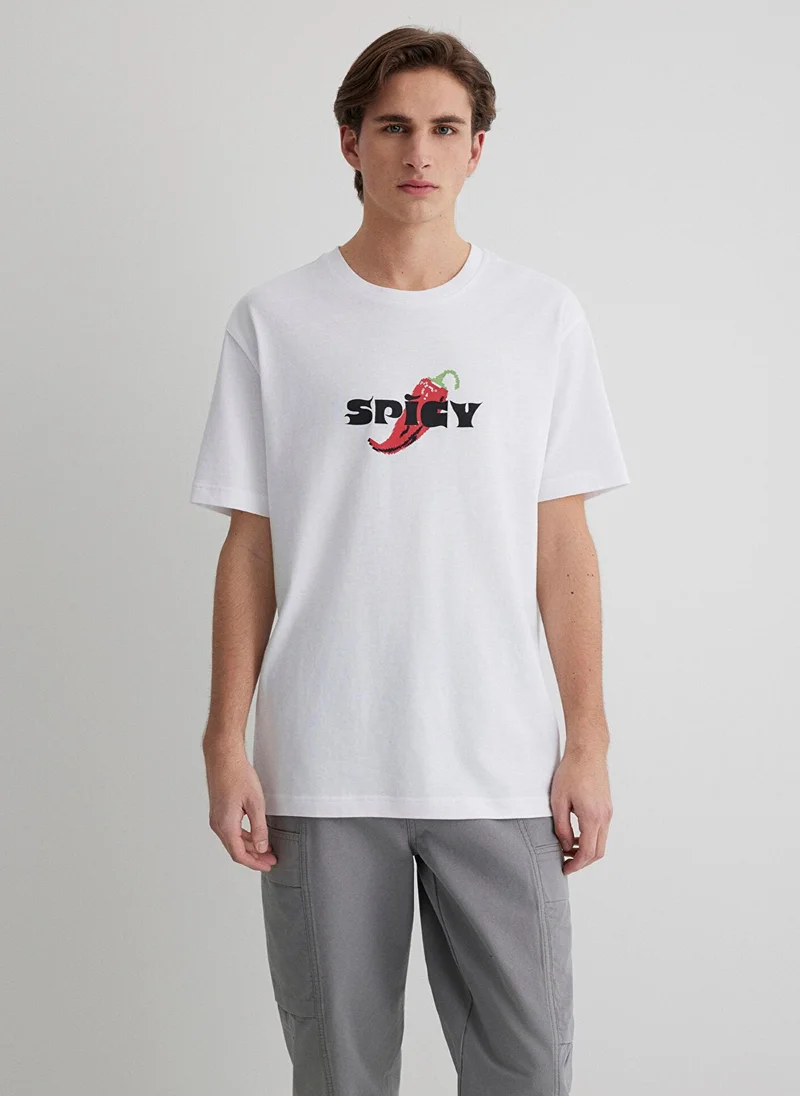مافي Printed White T-Shirt