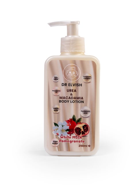 لوشن الجسم من دكتور إلفيش باليوريا والمكاديميا-برائحة مسك الرمان – 250 مل