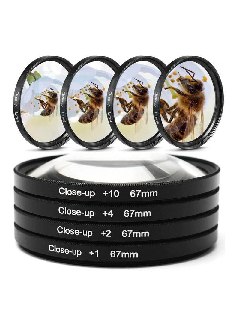 Close-up +1/+2/+4/+10 Lens Set Filters for Digital Cameras and DSLR Cameras Macro Lens Kit for Cameras Lens (4 Piece Set) (67mm)  - Image 1