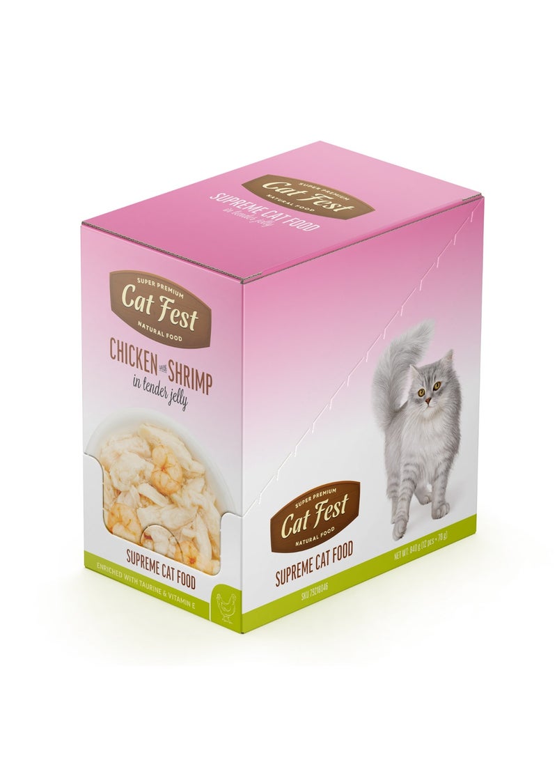 كات فيست دجاج مع روبيان في جيلي طري – طعام قطط رطب طبيعي عالي البروتين وخالٍ من الحبوب، غني بالتورين لصحة القلب والبصر والمناعة – عبوة مميزة 70 جم - Image 3