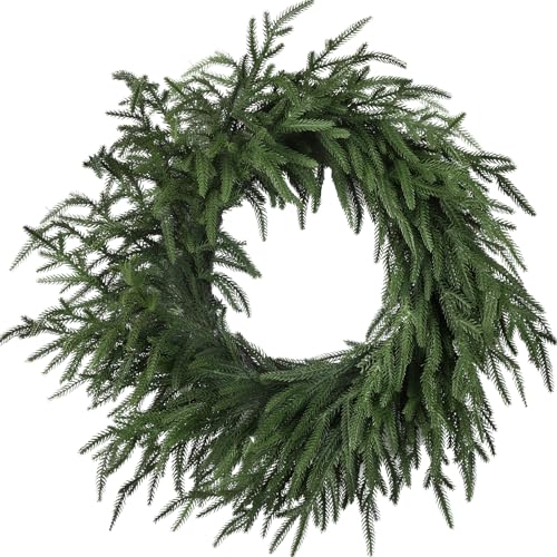 Artgar 24 Inch Christmas Pine Wreath Christmas Wreaths for Front Door Real Touch Artificial Green Pine Wreath for Home Indoor Outdoor Wall Window Porch Farmhouse Winter Decor