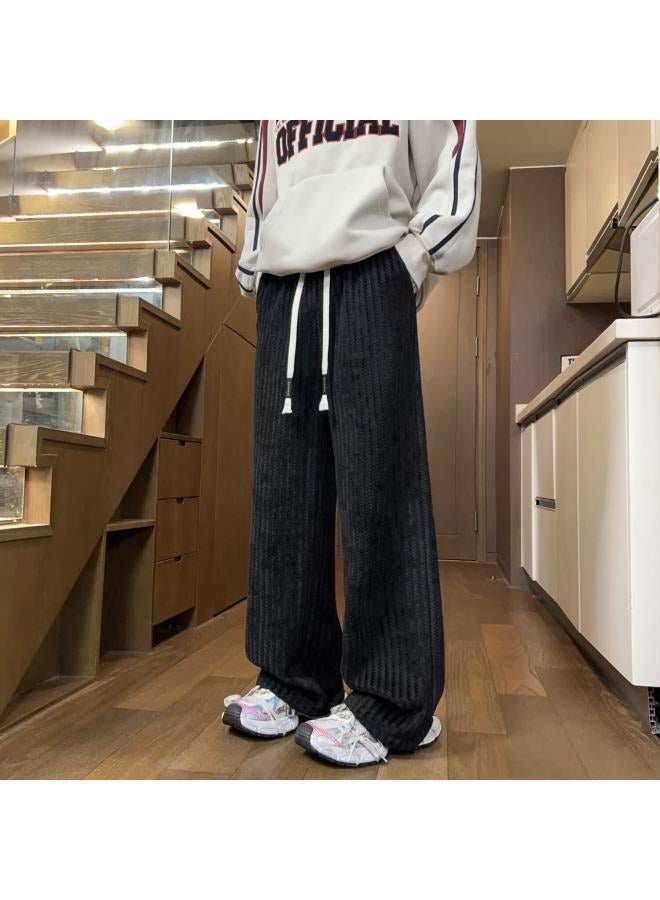 Swamp Area Black And White Striped Men's Pants Spring Autumn Trendy American Straight Loose Casual Pants Ks622 Black XL - Image 5
