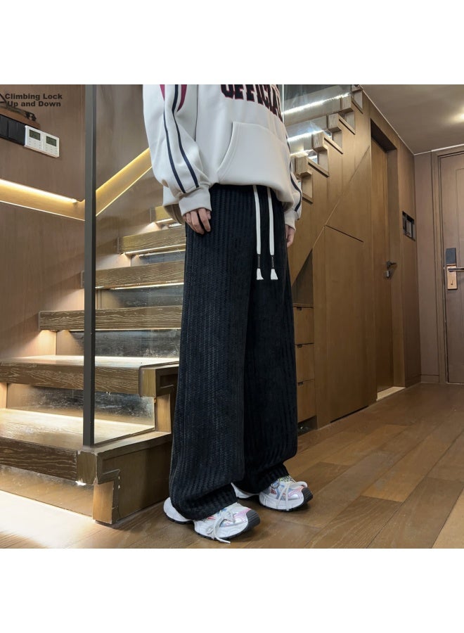 Swamp Area Black And White Striped Men's Pants Spring Autumn Trendy American Straight Loose Casual Pants Ks622 Black XL - Image 2