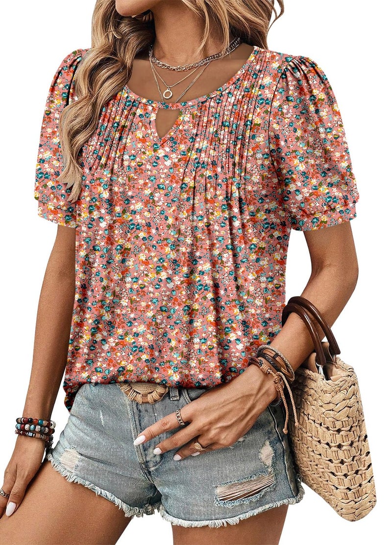 KISSMODA 2026 Womens Short Sleeves Button Shirts Floral Summer Tunic Top Woman Boho Tunics Tops - Image 4