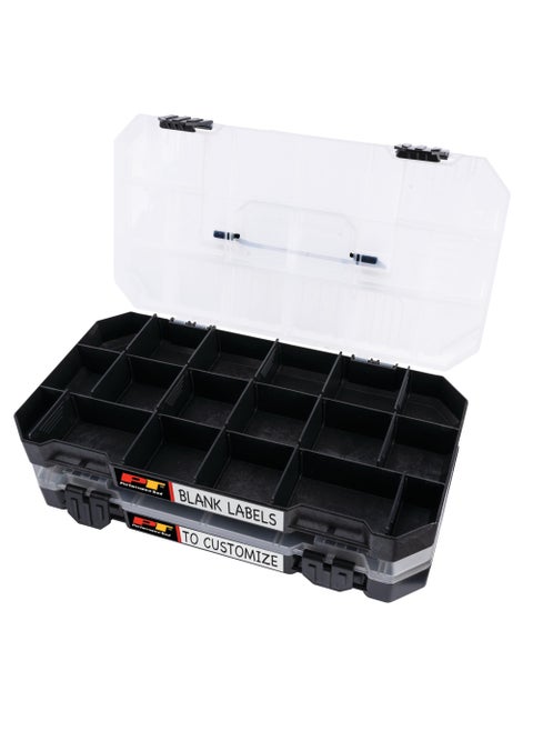 Performance Tool W5266 Stackable Storage Bins with Removable Dividers and Secure Latches for Hardware Organization and Portability