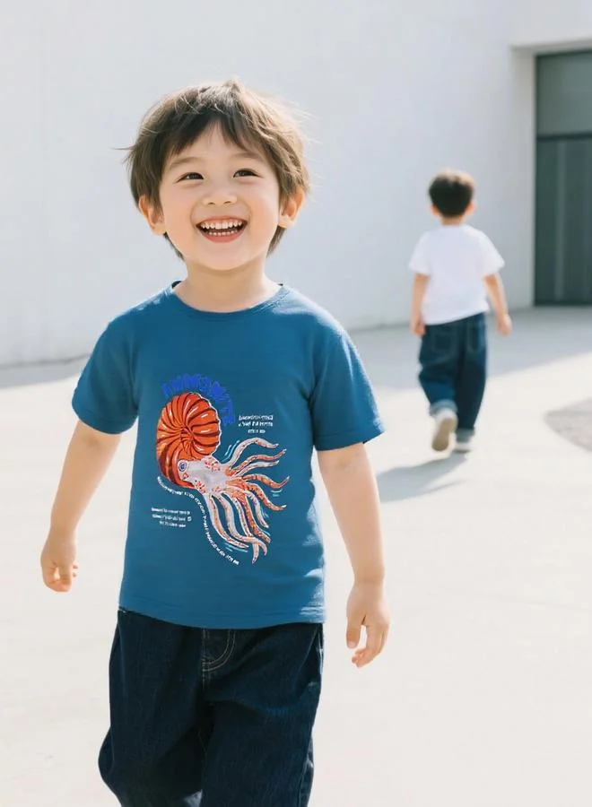 تايك تو Take Two Boys Graphic Print Short Sleeve T-Shirt