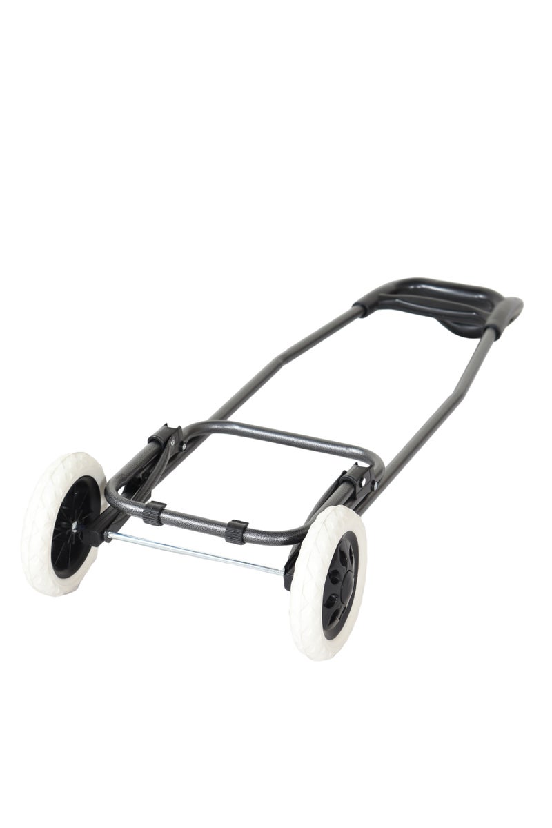 HOMEVEO Blue and White Foldable Shopping Cart - Stylish and versatile design with non-slip foam wheels and comfortable grip handle with large storage pockets. - Image 4