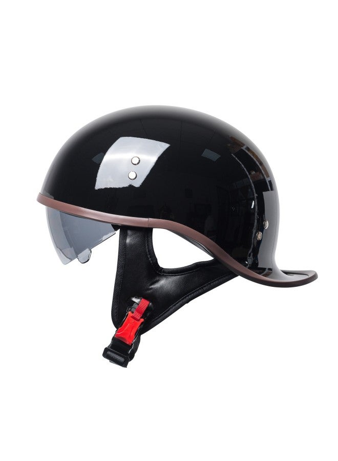 Unisex Reversible Half Helmet for Electric Vehicles – Retro Style with Sunglasses, Bright Black
